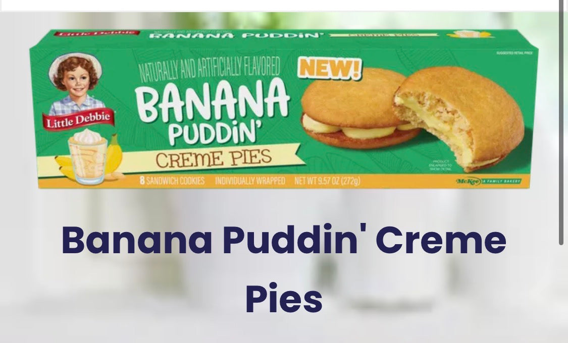 2 BOXES! NEW! Little Debbie Banana Puddin’ Creme Pies, 8 ct, SAME DAY SHIPPING!