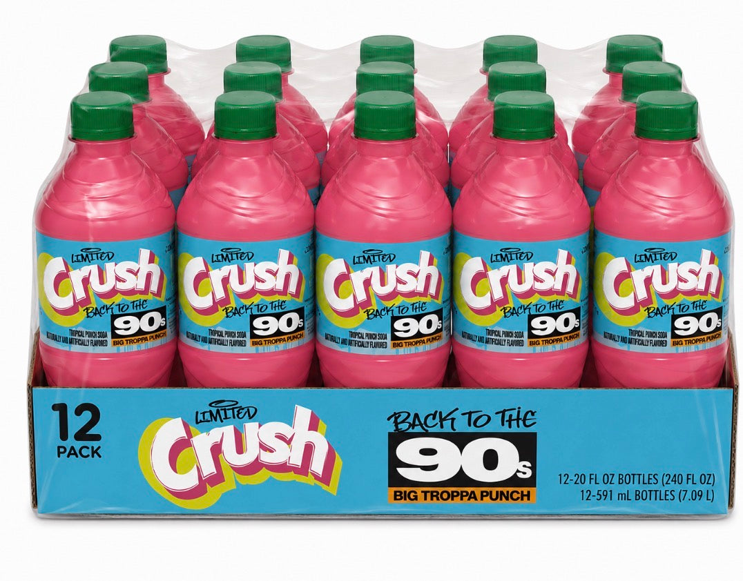 12 PACK! NEW! Crush Back To The 90’s Big Troppa Punch Soda, 20 oz Bottles