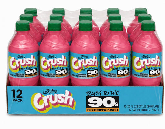 12 PACK! NEW! Crush Back To The 90’s Big Troppa Punch Soda, 20 oz Bottles