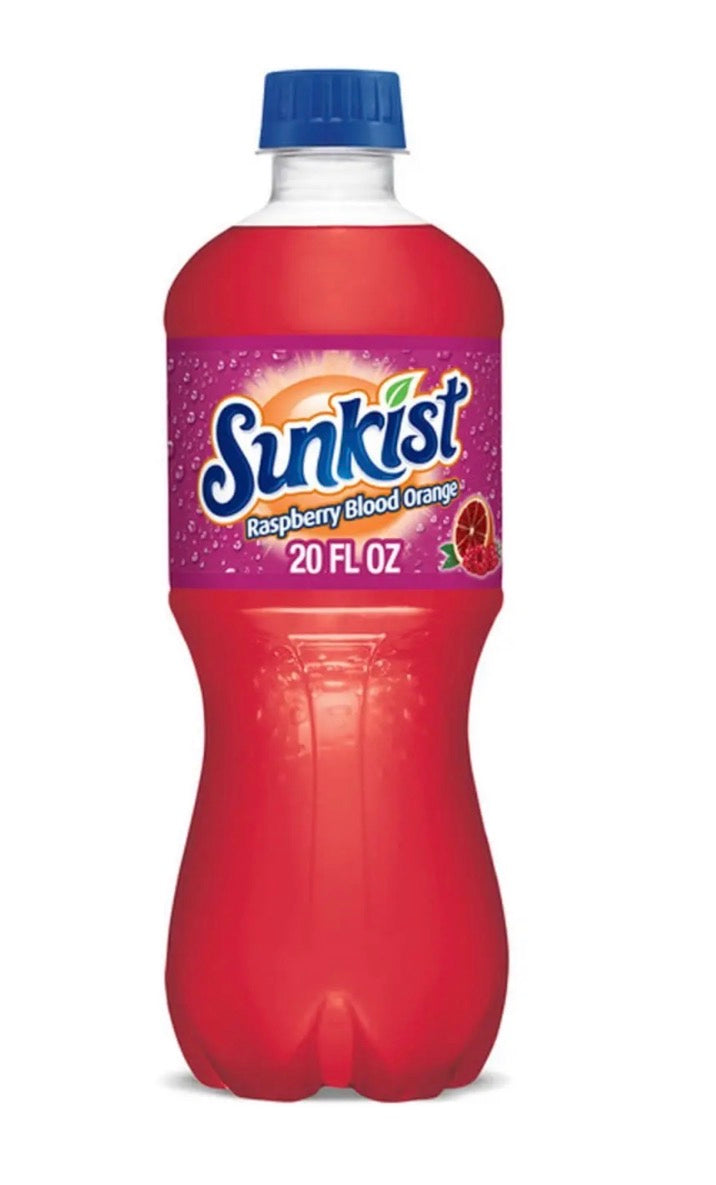 12 PACK! NEW! Sunkist Raspberry Blood Orange Soda, 20 oz Bottles
