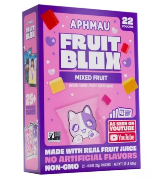 22 PACKS! FruitBlox Aphmau Mixed Fruit Snacks, FREE EXPEDITED SHIPPING!