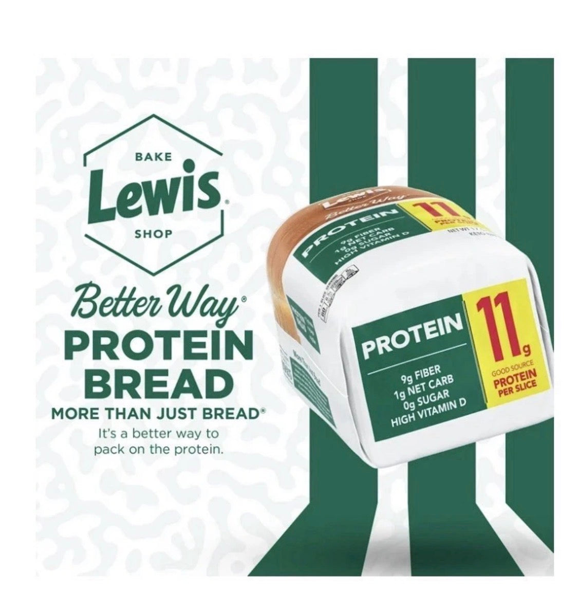 NEW! Lewis Bake Shop Better Way Protein Loaf Bread, 17.5 oz
