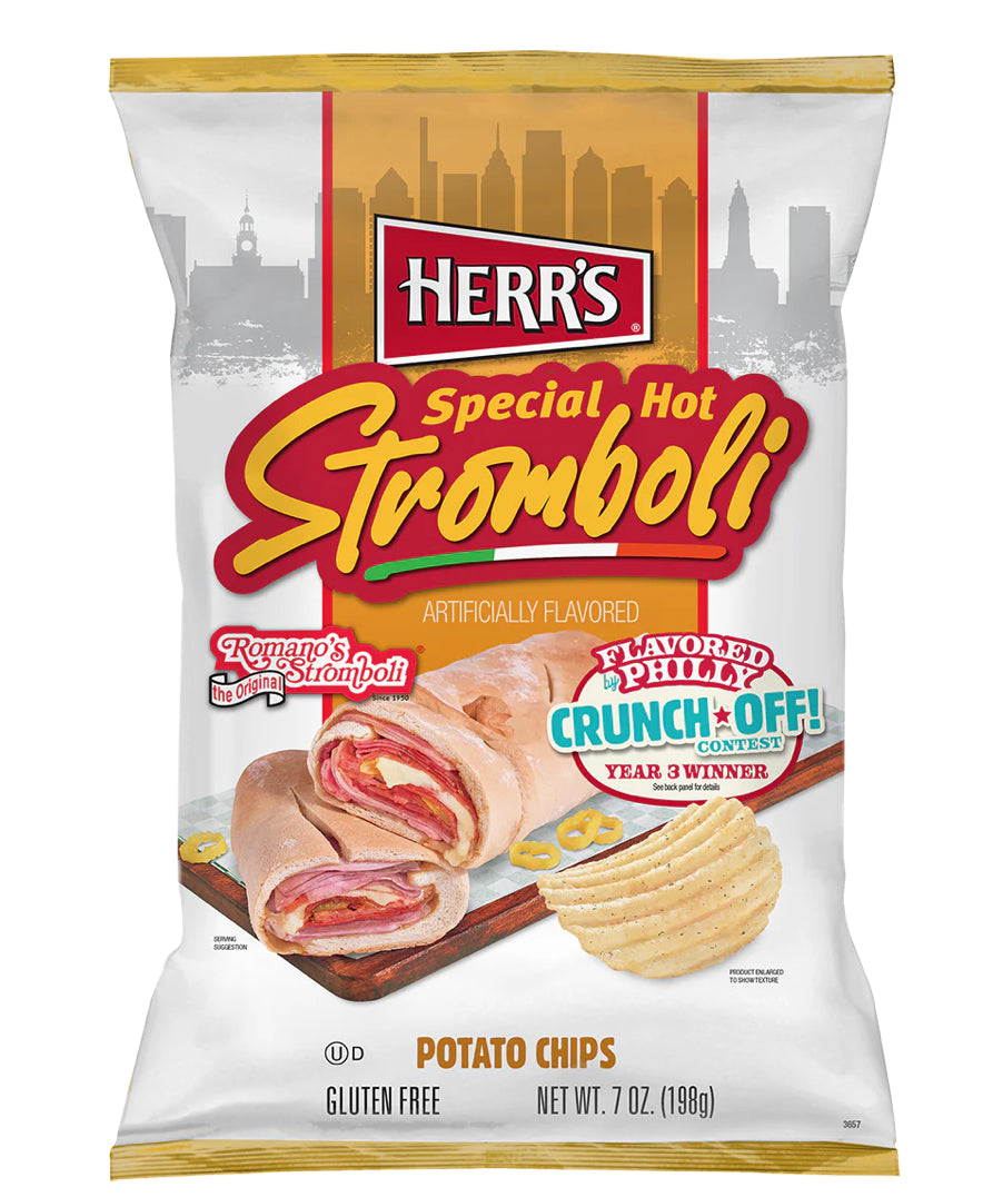 6 BIG BAGS! NEW! Herr’s Flavored By Philly Special Hot Stromboli Ripple Chips