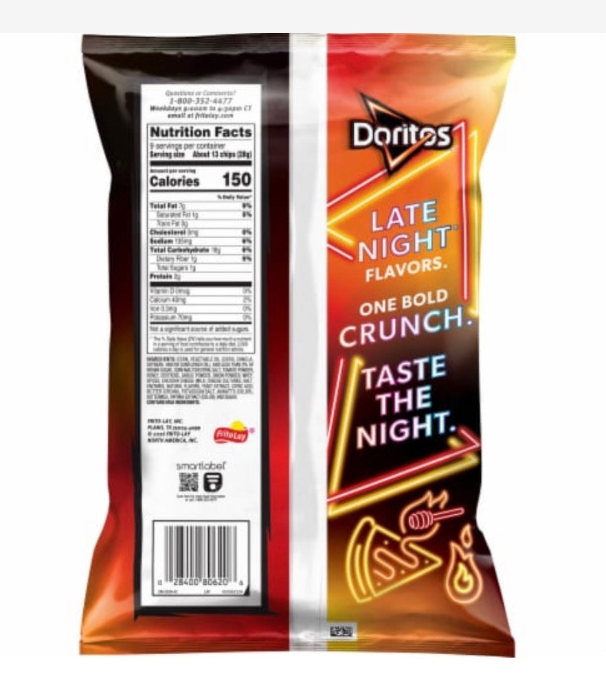 2 PACK! NEW! Doritos Late Night Hot Honey Pizza Chips, 9 oz