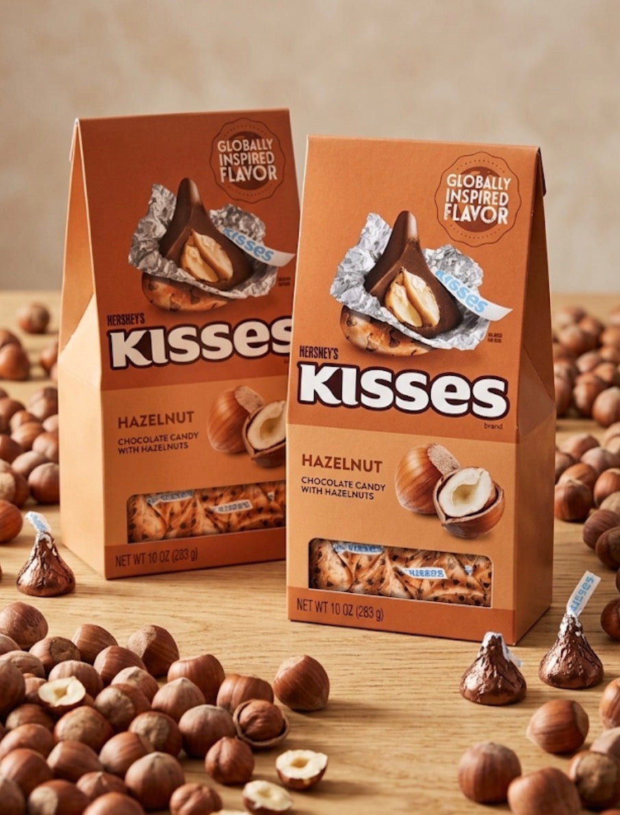 SHIPS COOL! 2 PACK! NEW! HERSHEY'S KISSES Hazelnut Flavor, 10 oz