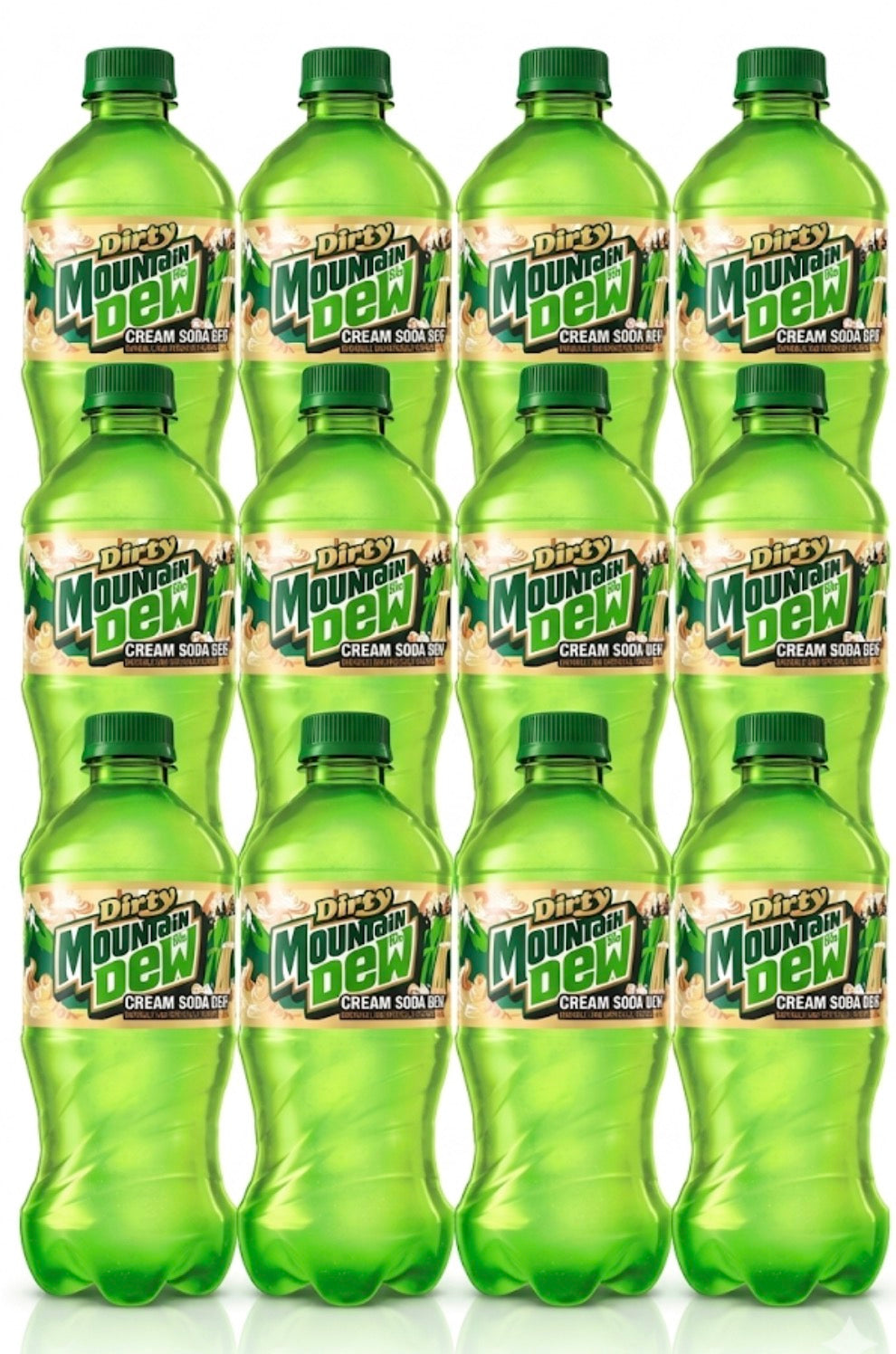 12 PACK! NEW! Dirty Mountain Dew Cream Soda, 20 oz Bottles