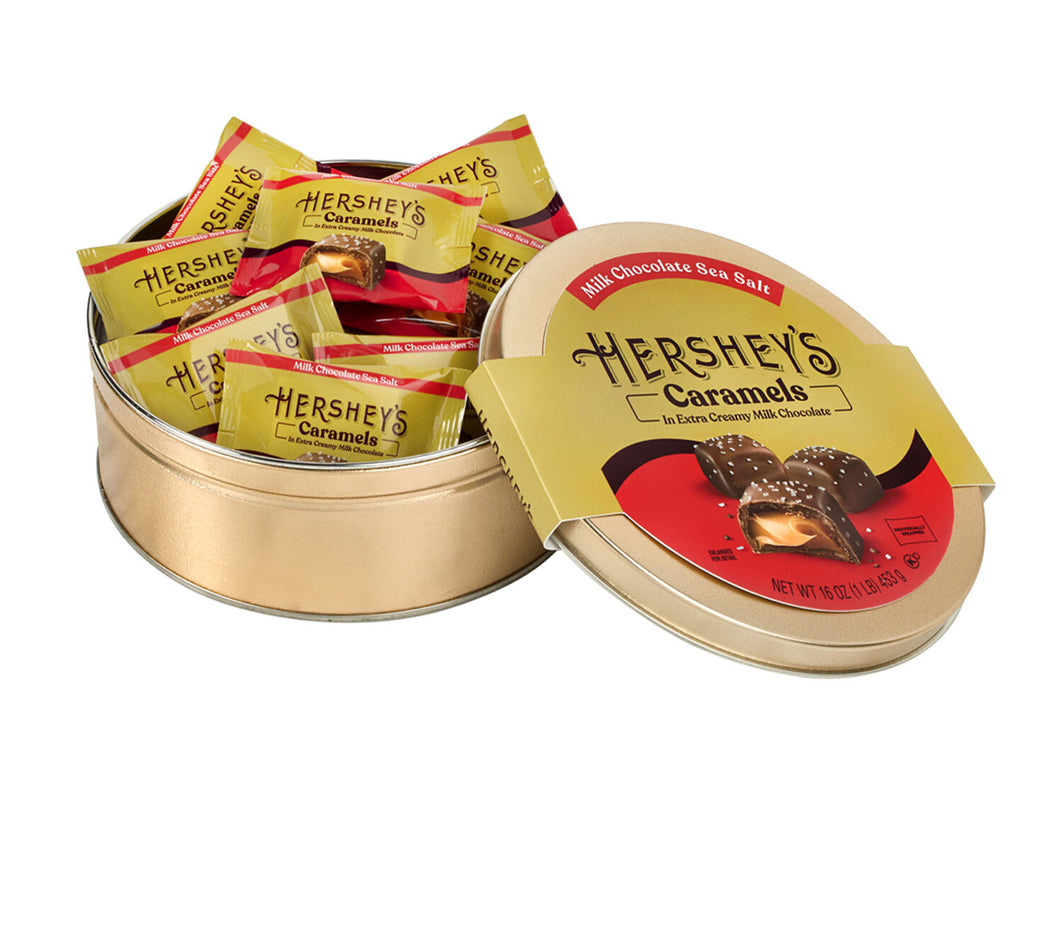 SHIPS COOL! HERSHEY’S Caramels Candy Gift Tin, 1 lb