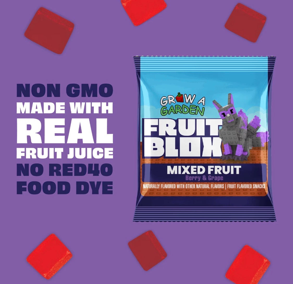 22 PACKS! NEW! FRUITBLOX GROW A GARDEN MIXED FRUIT SNACKS, BERRY & GRAPE