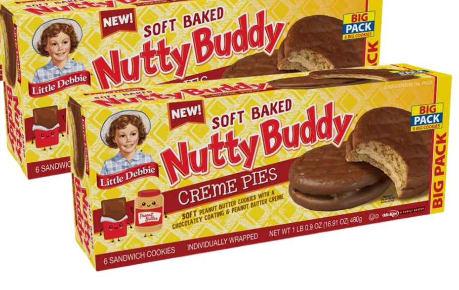 NEW! 2 BIG PACKS! Little Debbie Nutty Buddy Creme Pies, FREE EXPEDITED SHIPPING!