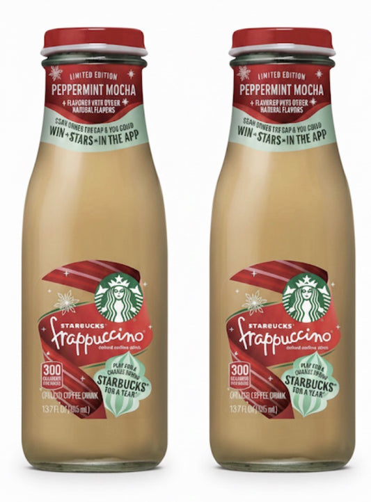 2 PACK! NEW! 2025! Starbucks Peppermint Mocha, 13.7 oz Bottles, LIMITED STOCK!